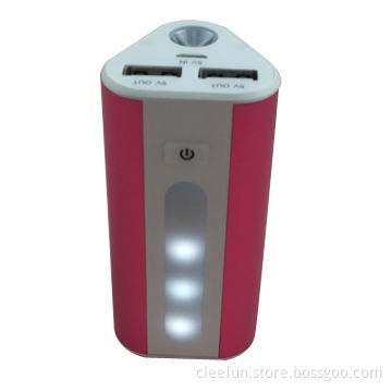 2014 Fashion design portable mobile charger, LED display, dual output and super LED torch